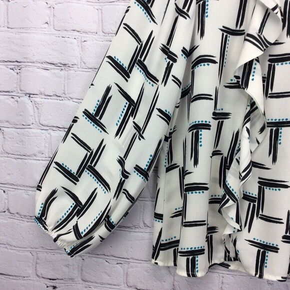 Cato Top/Blouse Women's Plus Sz 22/24 Popover Ruffle Accent V-Neck Multicolored - Picture 3 of 6